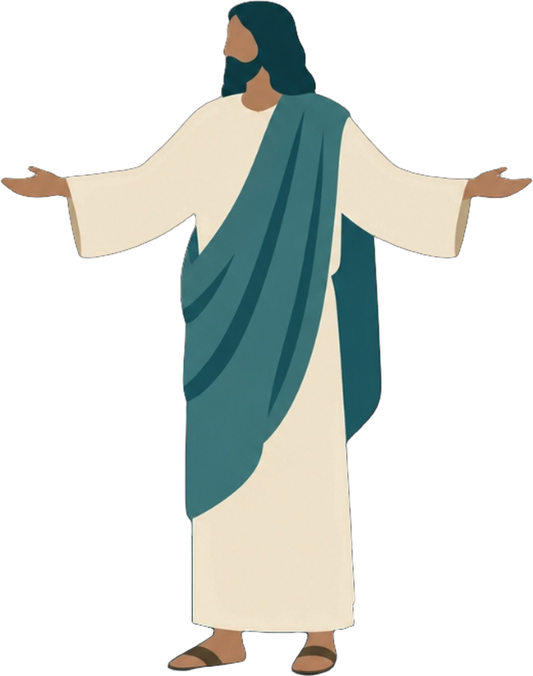 Jesus Christ with open arms welcoming all to worship