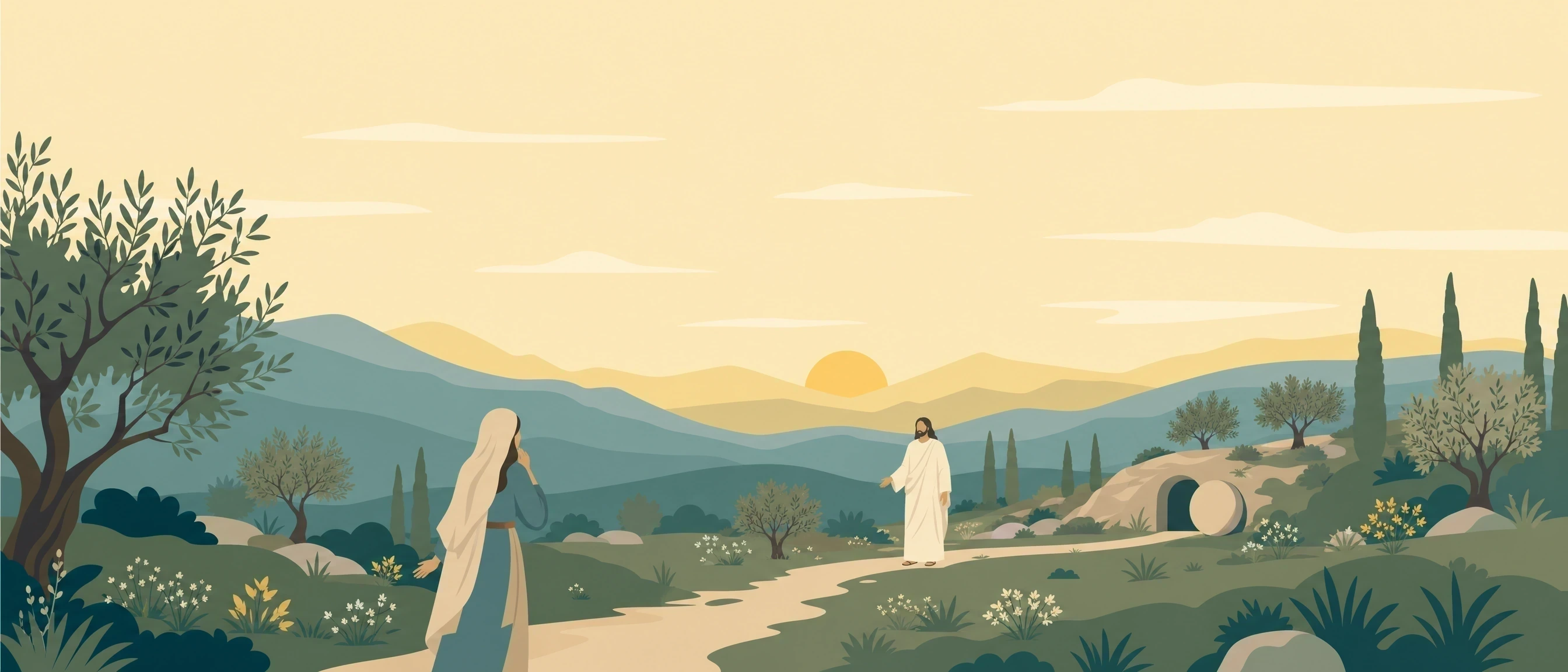 Resurrection dawn over the hills of Jerusalem — Hear Him daily verse backdrop